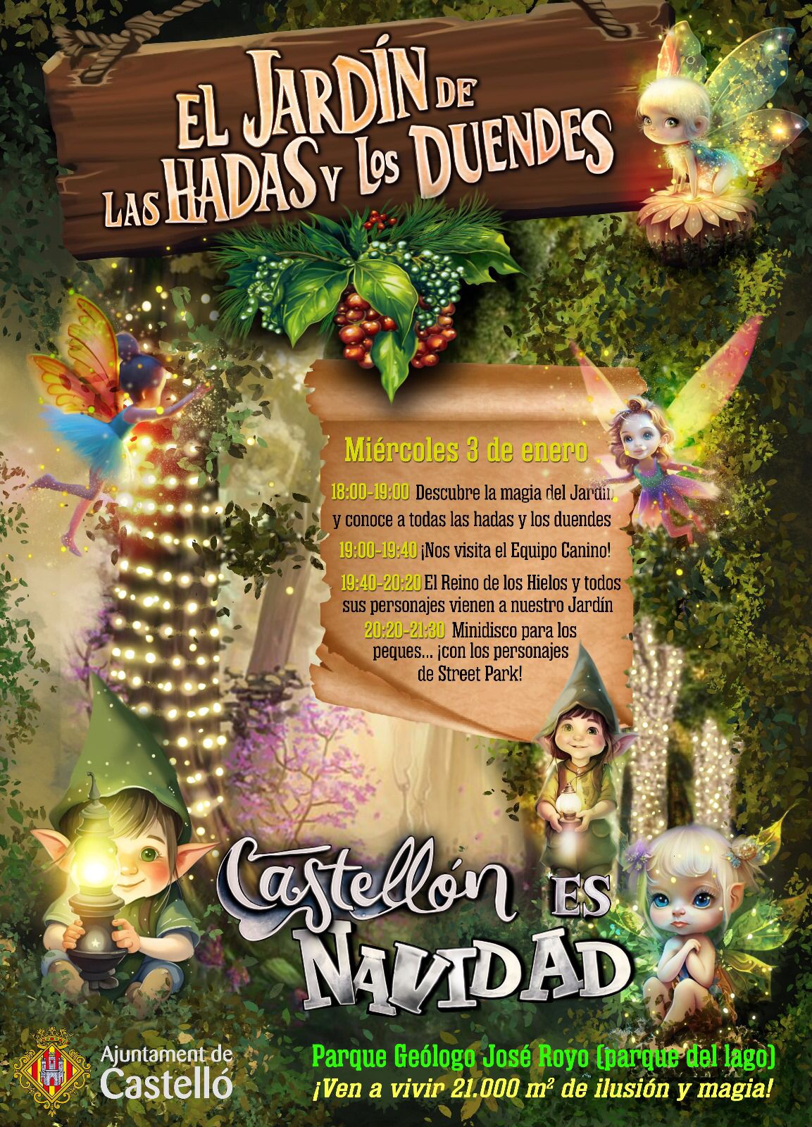 Castellón vivirá el 3 de enero la ilusión y la magia de la Navidad en el Jardín de las Hadas y los Duendes